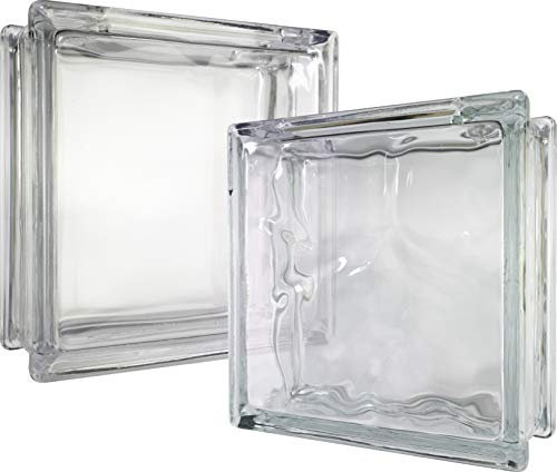 Fuchs Design Deko Glasbaustein mit Öffnung und Münzschlitz Vollsicht Wolke und Vollsicht 19,8x19,8x8 cm - 2 Stück