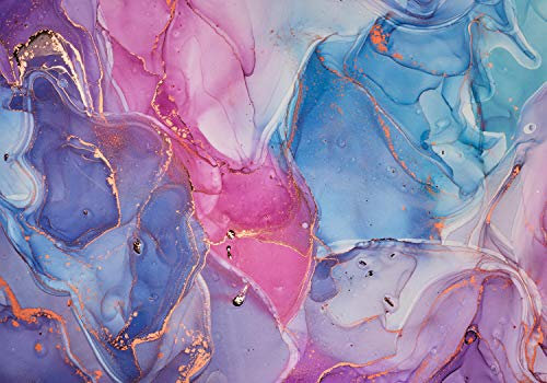 wandmotiv24 Fototapete Marmoroptik Kunst Wasserfarben rosa, XL 350 x 245 cm - 7 Teile, Wanddeko, Wandbild, Wandtapete, Stein Marmor Aquarell Acryl M6573