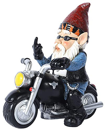 JHWKJS Gartenzwerg Reiten Motorrad Lustige Outdoor Zwerg Dekoration Indoor Outdoor Rasen Figuren für Haus Hof Dekor Medium