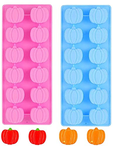 Lot de 2 moules à chocolat en forme de citrouille en silicone 3D pour Thanksgiving, Halloween, bonbons, muffins, chocolats, gâteaux, bougies