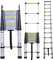 6.2M Silver Telescoping Ladder 20.5FT Aluminum Foldable Ladder Extendable Portable Loft Ladder with 2 Roof Hooks Grip Handle Easy to Carry EN131 Safe Standard CE Registered Max Load 330 Pound/150 kg