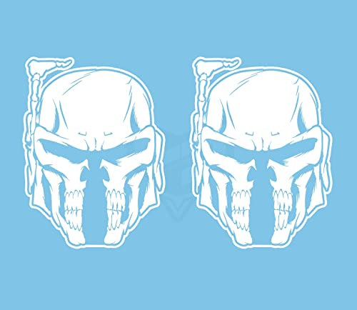 Artstickers 2 Stück, Mandalorian-Aufkleber, Mandalorian-Kopf, Dekoration, Aufkleber für Auto, Aufkleber, Motorrad-Aufkleber, Weiß, 24 x 18 cm