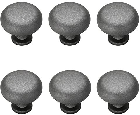 CWYP-40 6 Unités Poignee de Meuble Cuisine Gris Rond Boutons de Tiroir Alliage d'Aluminium Poignées de meuble Poignee de Meuble Cuisine Porte Placard Poignée Avec des vis