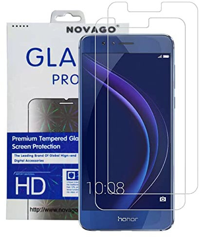 NOVAGO compatible Huawei Honor 8 Film en verre trempé transparent résistant anti explosion de votre écran (x2)