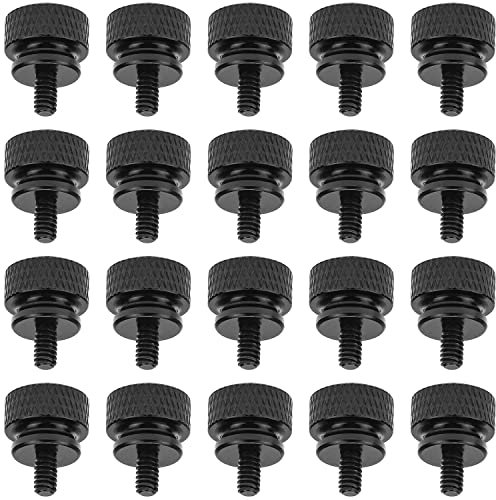 HELIFOUNER Thumb Screws, 20 Pieces, 6-32 Thread, Anodized Aluminum, Black, Computer Case/Cover/Power Supply/Hard Drives