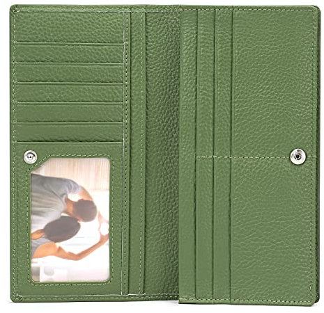 SENDEFN Porte Monnaie Femme Cuir, Protection RFID Porte Feuilles pour Femme, Portefeuille Femme avec 11 Emplacements pour Cartes et Poche Zippée pour la Monnaie