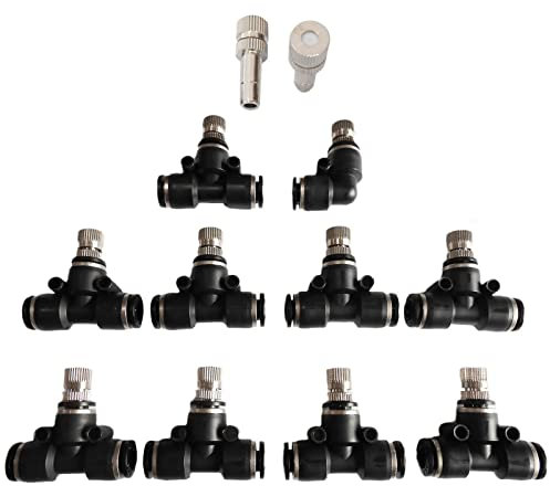 Confezione da 10 ugelli nebulizzatori fredda da 6 mm con attacco rapido per ugello nebulizzatore d'acqua per esterni, patio, giardino, trampolino, ombrello, umidificazione freddo