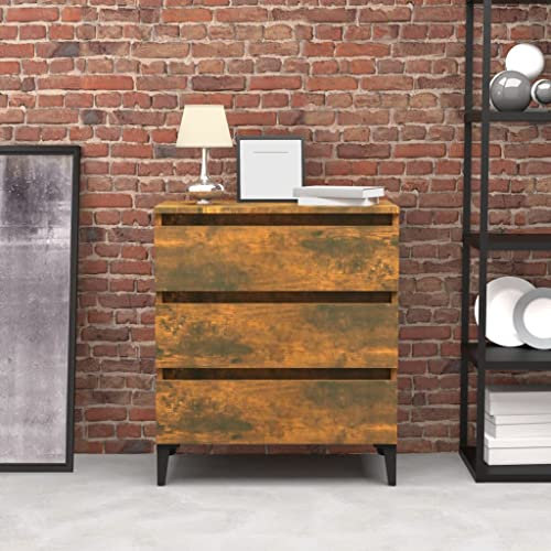 WIFESE Sideboard Räuchereiche 60x35x69 cm Komodenschrank Küchenschrank Klein Mit Schubladen Schmal für Wohnzimmer, Küche, Flur