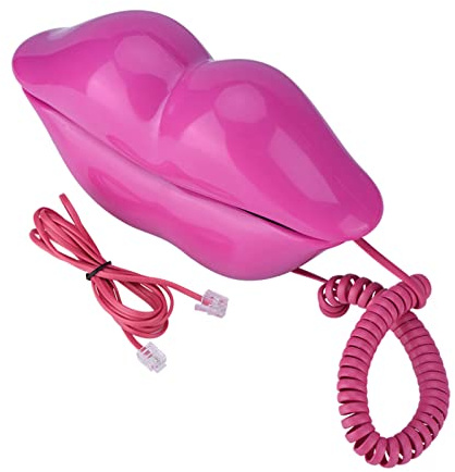 Telefono Fisso, Telefono a Forma di Labbro Rosso Rosa Divertente Unico con Funzione di Memorizzazione dei Numeri per la Decorazione a Casa e 'ufficio