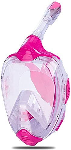 Vollgesichts-Schnorchel-Schnorchelmaske, Vollgesichts-Tauchmaske, Neue Anti-Beschlag-Brille mit Halterung, Unterwasser-Weitsicht-Schnorchel-Schwimmmaske, f (Pink L) Feito NA China