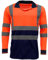 DURUS WORKWEAR High Visibility Long Sleeve Reflective T-Shirt Plain & Two-Tone Polo Work Top Orange/Navy