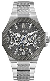Guess Men's 45mm Watch - Gold Tone Bracelet Black Dial Two-Tone Case