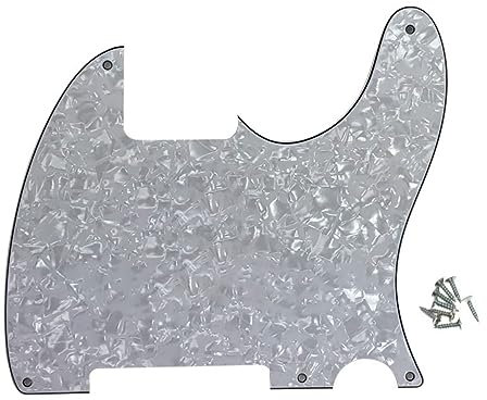 ROZILO White Pearl 5-Loch-Tele-Rohling-Gitarren-Pickguard Tele-Plektrumschutz Kratzplatte für Fender-Tele-Esquire-Gitarre