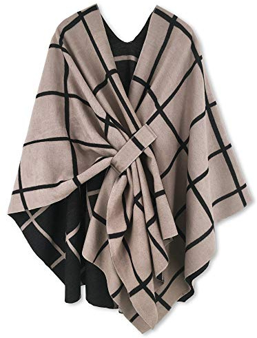 Breezy Lane Damen Poncho Schal Strick Cape Reversible Wraps Elegant Übergroße Ruana Cardigan Geschenke für Mutter