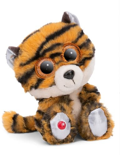 NICI GLUBSCHIS Tiger Kuscheltier Stribby 15cm schlenkernd - Flauschiges Stofftier mit großen, niedlichen Glitzeraugen, Plüschtier für Schmusetierliebhaber - 49738