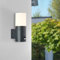 Lightbox moderne stehende Außen Wandlampe - 23 x 9 x 13 cm - Outdoor Wandleuchte mit Kunststoff Abdeckung & Bewegungsmelder - E27, max. 28 W - IP44 - aus Edelstahl/Kunststoff - in Anthrazit