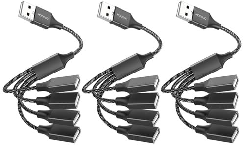 MOGOOD USB Splitter, 4 in 1 USB Cable,USB Hub USB to USB Adapter,Multi-Socket USB Splitter,USB to 4 USB Female Cable Converter Multi USB Ports USB Power Extension Cord for PC/Car/Laptop/U Disk/TV