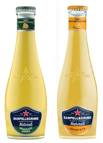 SanPellegrino 48er-Pack Testpaket San Pellegrino Aranciata Amara Alkoholfreies Getränk mit Bittere Orange + Aranciata Alkoholfreies Getränk mit Orangensaft 20cl Einweg-Glasflasche