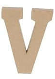 Décopatch AC873Cpack - Packung 3 Träger aus Pappmaché, Buchstabe V, aus Pappmaché, 15,3x2,5x20 cm, Kraftbraun, 1 Pack