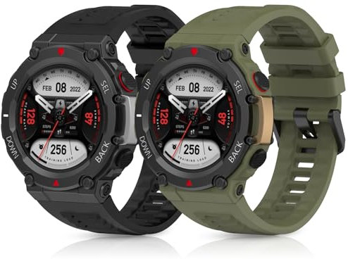 CHULN 2 Piezas Correa Compatible con Amazfit T-Rex 2, Pulsera Deportiva Impermeable y Transpirable de Repuesto de Silicona Suave para Amazfit T-Rex 2.