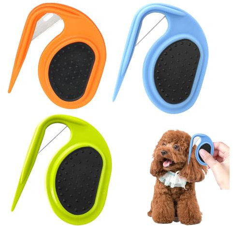 SSKHE 3 PCS Peigne pour Chien avec Nœud Ouvert,Coupe Noeud Chat Poil long,Peigne D'épilation pour Chiens et Chats, Outil de Toilettage pour Poils Longs et Bouclés pour Animal Domestique