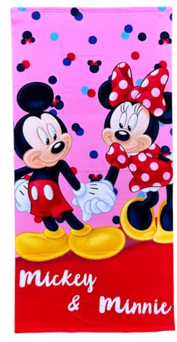 CARTOON Toalla playa Minnie y Mickey Disney toalla piscina playa microfibra infantil 140 x 70 cm