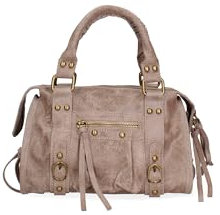 Gave Lux Damen-Umhängetasche aus echtem Wildleder. Handwerkliches Produkt. Hergestellt in Italien GLX220609123FBG Taupe 25x15x10 cm