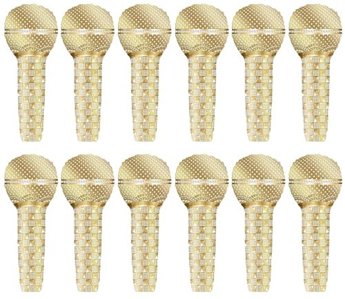 12 PCS Inflatable Microphone, 53 * 26cm Blow Up Microphone, Inflatable Party Props, Inflatable Microphone Party Accessories, Star Party Supplies Birthday Party Gifts Stage Performance