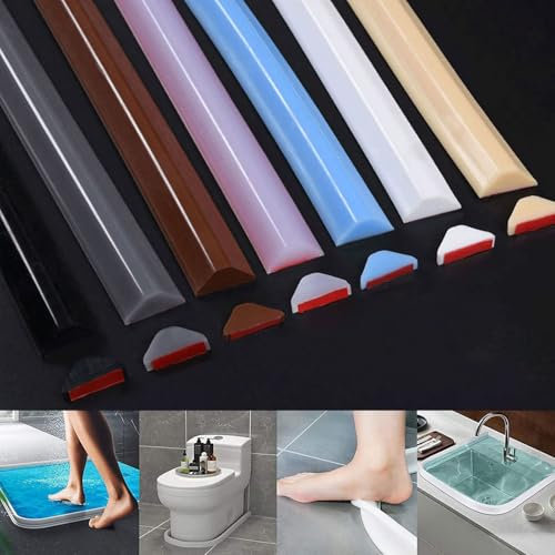 Striscia Impermeabile Pieghevole in Silicone Barriera per Doccia da Bagno in Silicone Pieghevole Autoadesiva Fermo in Gomma Nastro Sigillante Impermeabile, Alzatina Cucina Transparent,70cm