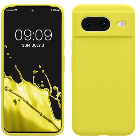 kwmobile Handyhülle für Google Pixel 8 Hülle, für Pixel 8 Case - Hülle Silikon - kabelloses Laden - Zitronengelb