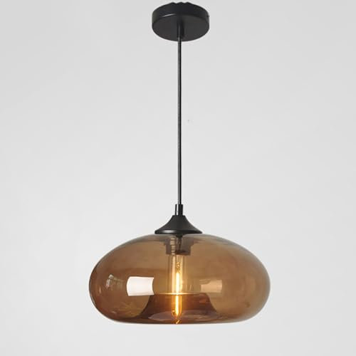 ITETONE LáMpara Colgante Industrial Moderna, LáMpara Creativa, LáMpara Redonda De Cristal, LáMpara De DecoracióN Sencilla, LáMpara De Cristal Colorida, Pantalla E27, LáMpara De Techo Coffee