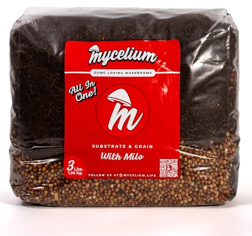 Mycelium Substrat de champignons et mélange de grains Milo de qualité supérieure – Formule tout-en-un de qualité supérieure en fibre de coco, vermiculite et gypse, pré-stérilisée et prête pour une