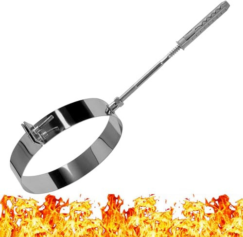 Edelstahl Montageschelle mit Dübel Ofenrohrhalter Rauchrohrschelle Drosselklappe Rauchrohr Ofenrohr Rohrhalter Rohrschelle Wandhalter Wandschelle Ø 120 mm