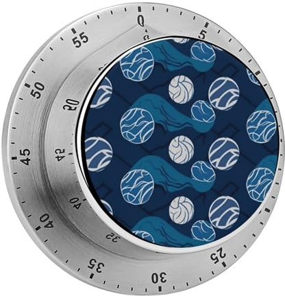 Edelstahl-Timer, blauer Volleyball-Druck, Küchentimer zum Kochen, multifunktionaler Timer, Countdown-Timer, Stoppuhr für Zuhause, Backen, Kochen