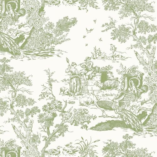 Yomshi Papel pintado autoadhesivo vintage 44 x 300 cm, papel pintado para pared, película adhesiva espesa, lámina para muebles, verde, resistente al agua, lámina decorativa estilo rústico para