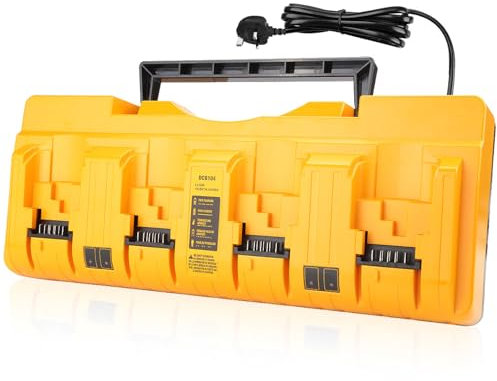 4-Ports Replacement compatible with Dewalt Battery Charger – Fast Charging for 20V Batteries with Advanced Protection Systems and Intelligent Indicator Lights for Safe and Efficient Usage
