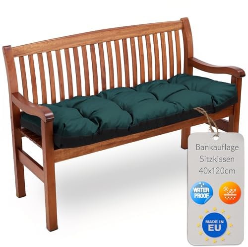 Amazinggirl Bankauflage Sitzkissen Outdoor Hollywoodschaukel Kissen 120 x 40 cm - Sitzpolster Bank Polster für Sitzbank Gartenbank und Paletten Bankkissen Indoor und Outdoorkissen Grün