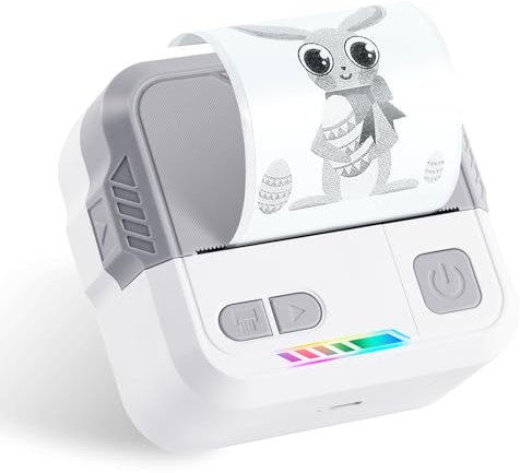 Mini Drucker, X100 Tragbarer Aufkleber Drucker mit 10 Rollen Druckerpapier, Etikettendrucker Bluetooth, Thermodrucker für Notizen, Fotos, Tagebücher, Heimwerken, kompatibel mit iOS und Android