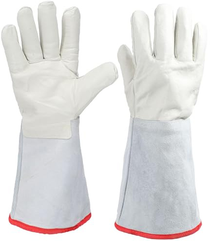 Kukyller Kryogene Handschuhe, lange mittlere Arm Ln2 Schutzhandschuhe Frostschutzhandschuhe oben Frostschutzhandschuhe für Trockeneis Handhabung flüssiger Stickstoff 40cm 15,7 Zoll