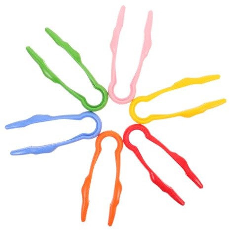 FRCOLOR Pinces À Épiler En Plastique 6 Pièces Pour Enfants Outils De Motricité Fine Développement Coordination Œil-Main Activités Extérieures Exploration Naturelle