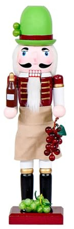 Ksikdeg Schiaccianoci in legno massello, 36 cm di altezza, per decorazioni natalizie per vino, espositore da tavolo e arte da collezione Schiaccianoci vintage per adulti