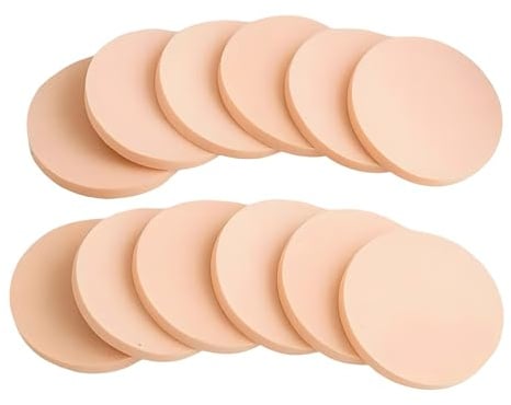 12 Pezzi Spugnetta Trucco, Spugne Rotonde Riutilizzabili, Spugne Cosmetiche In Lattice per Fondotinta, Applicatori, BB Cream, Cipria (Colore della Pelle)