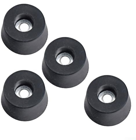 Eawfgtuw For Rubber Equipment Feet 4 Pack, 33mm Diameter with Steel Washer, 19mm Tall Conical Design for Speaker Cabinet, Bench Grinder, Flightcase Boxes,