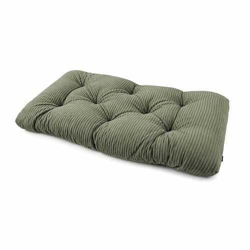 POKAR Palettenkissen Sitzkissen 120x60x12 cm aus Cordstoff | Gestepptes Sitzpolster für Europalettenmöbel | Loungekissen für Palettensofa und Gartenmöbel | Oeko-TEX | Made in EU | Khaki