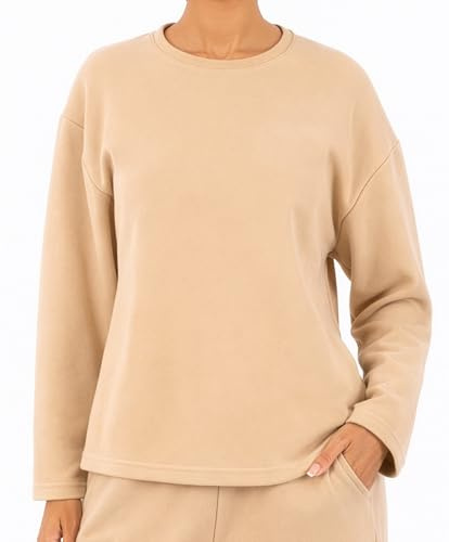 SMILODOX Longsleeve Damen Sirel Oversize Fit, Langarmshirt, Sport Oberteil mit minimalistischem Design, Rundhalsausschnitt, Dezentes Logo-Stitching, Lässige Silhouette, für Gym & Freizeit