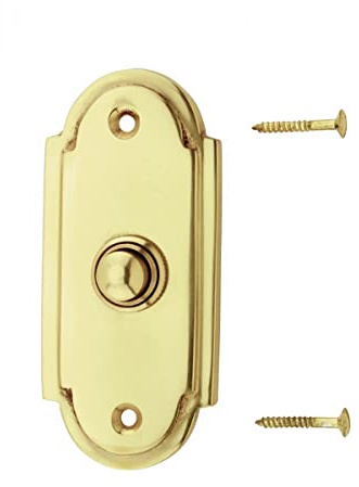 Wired Brass Door Bell Push Button Traditional Chime 4 Inches Long Colonial Vintage Home Doorbells With Long Lasting Lacquered Finish And Mounting Hardware Renovators Supply Manufacturing