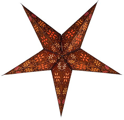 GURU SHOP Faltbarer Advents Leucht Papierstern, Weihnachtsstern 60 cm - Anubis Braun, Papiersterne 60 cm