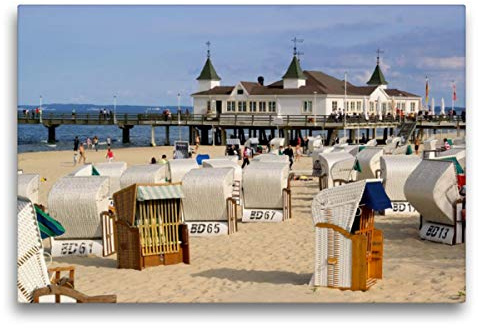 CALVENDO Leinwand · Seebrücke in Ahlbeck | Unterwegs in Deutschland · 75 × 50 cm quer · Textil-Leinwand auf Keilrahmen · CALVENDO Leinwand