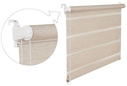DOPPELROLLO DUOROLLO 100 CM BREIT 200 CM LANG Natur INKL. SEILZUG FENSTERROLLO KLEMMROLLO JALOUSIE