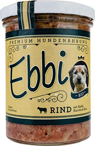 Bio Hundefutter mit Rind, Apfel, Karotte und Reis/Ebbi Inhalt: 400g Hundenahrung im wiederverschließbarem Glas (1 x 400g)